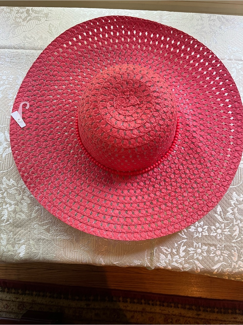 Source Unknown Red Wide-Brim Woven Sun Hat